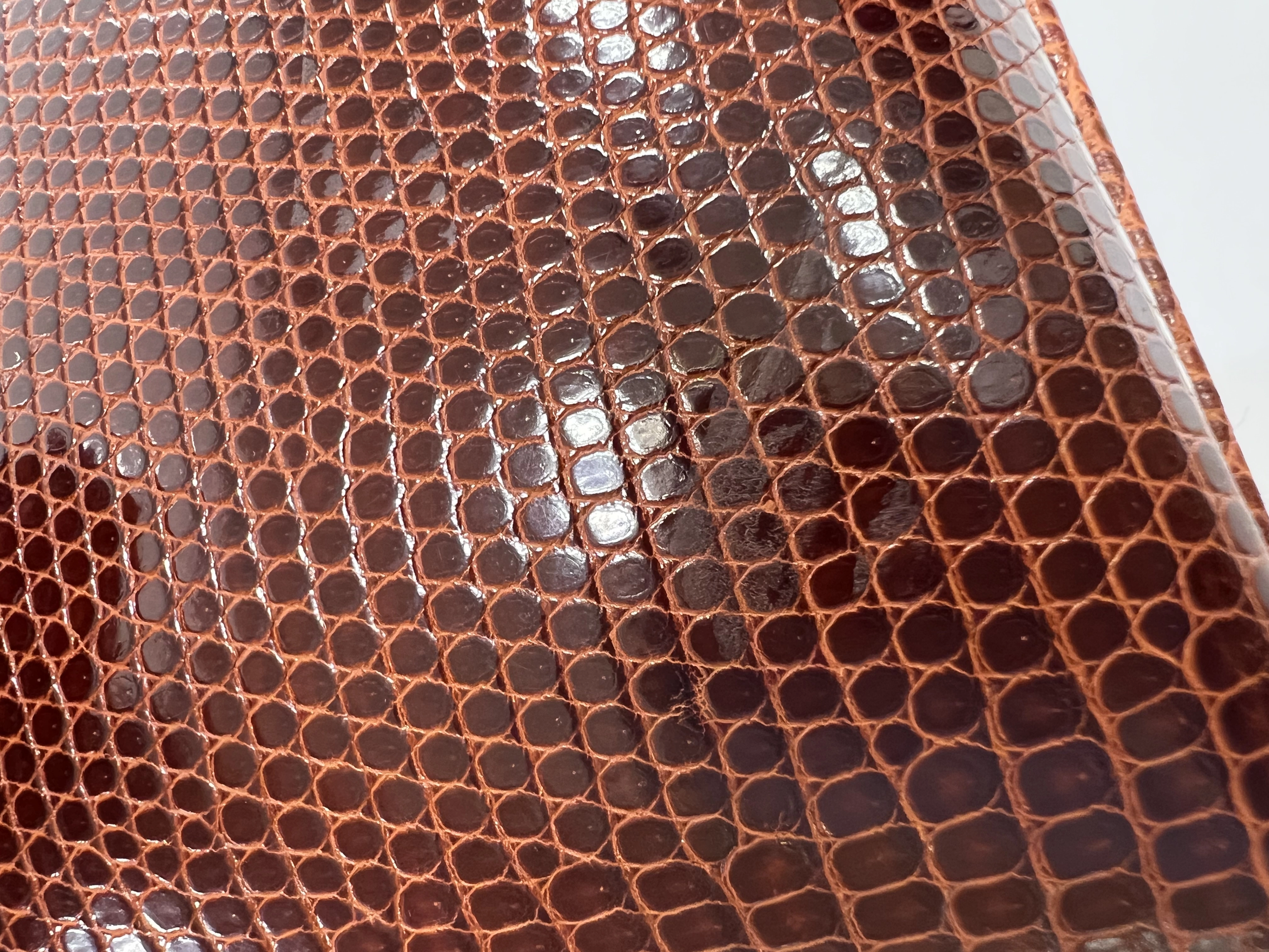 Hermès　エルメス　ケリー25　リザード素材　ブラウン　シルバー金具　□K刻印　2007年頃製造　【472】HA