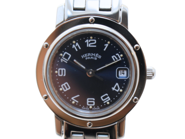 HERMES エルメス 腕時計 クリッパー ブルー SS CL4.210 クォーツ