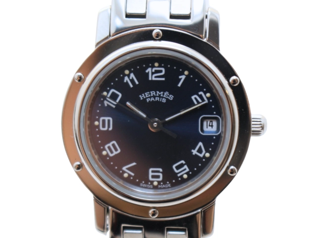 HERMES エルメス 腕時計 クリッパー ブルー SS CL4.210 クォーツ