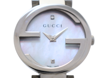 GUCCI グッチ 腕時計 インターロッキング SS ホワイトシェル2ポイントダイヤ YA133505/133.5 クォーツ レディース 2120000341601 【200】