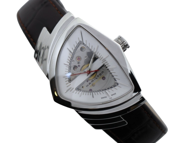 HAMILTON ハミルトン 腕時計 ベンチュラ SS/革 シルバー/スケルトン H245150 自動巻き 2148103865893 【200】