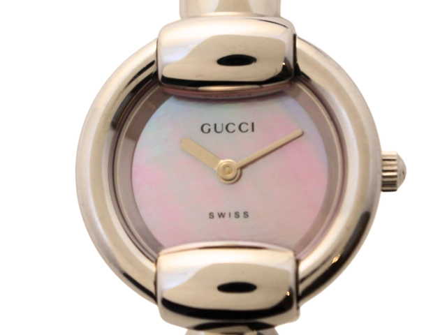 最終価格★GUCCI 腕時計 バングルウォッチ クオーツ ピンクシェル文字盤 GUCCI グッチ 腕時計 バングルウォッチ ピンクシェル SS 1400L