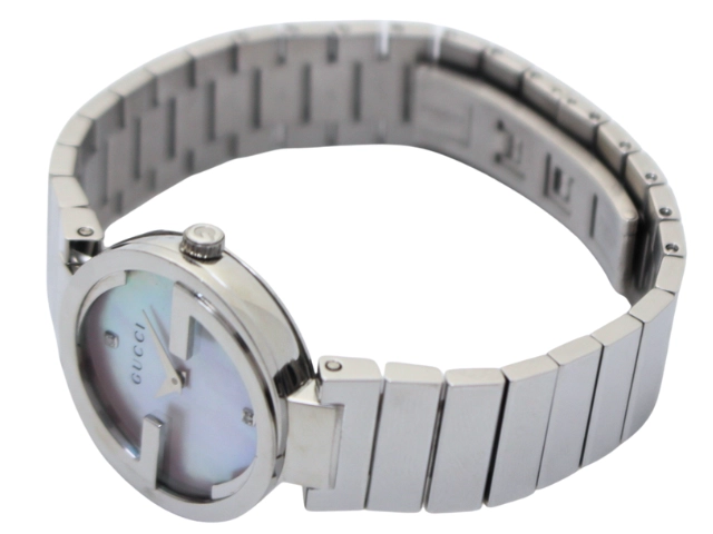 GUCCI グッチ 腕時計 インターロッキング SS ホワイトシェル2ポイントダイヤ YA133505/133.5 クォーツ レディース 2120000341601 【200】
