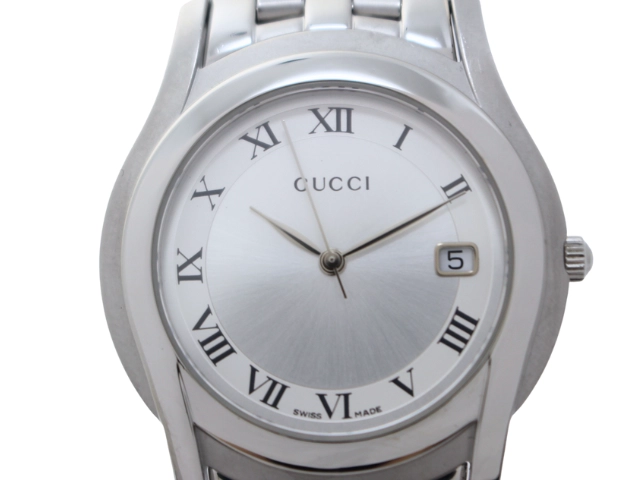 ★電池新品‼︎ GUCCI グッチ 5500M メンズ腕時計 クォーツ グッチ 5500M クォーツ メンズ 腕時計 レザーベルト GUCCI 入荷