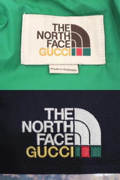 21AW GUCCI グッチ 衣類 THE NORTH FACEコラボダウンベスト メンズS フォレストプリント ナイロン 663762XAADS3471