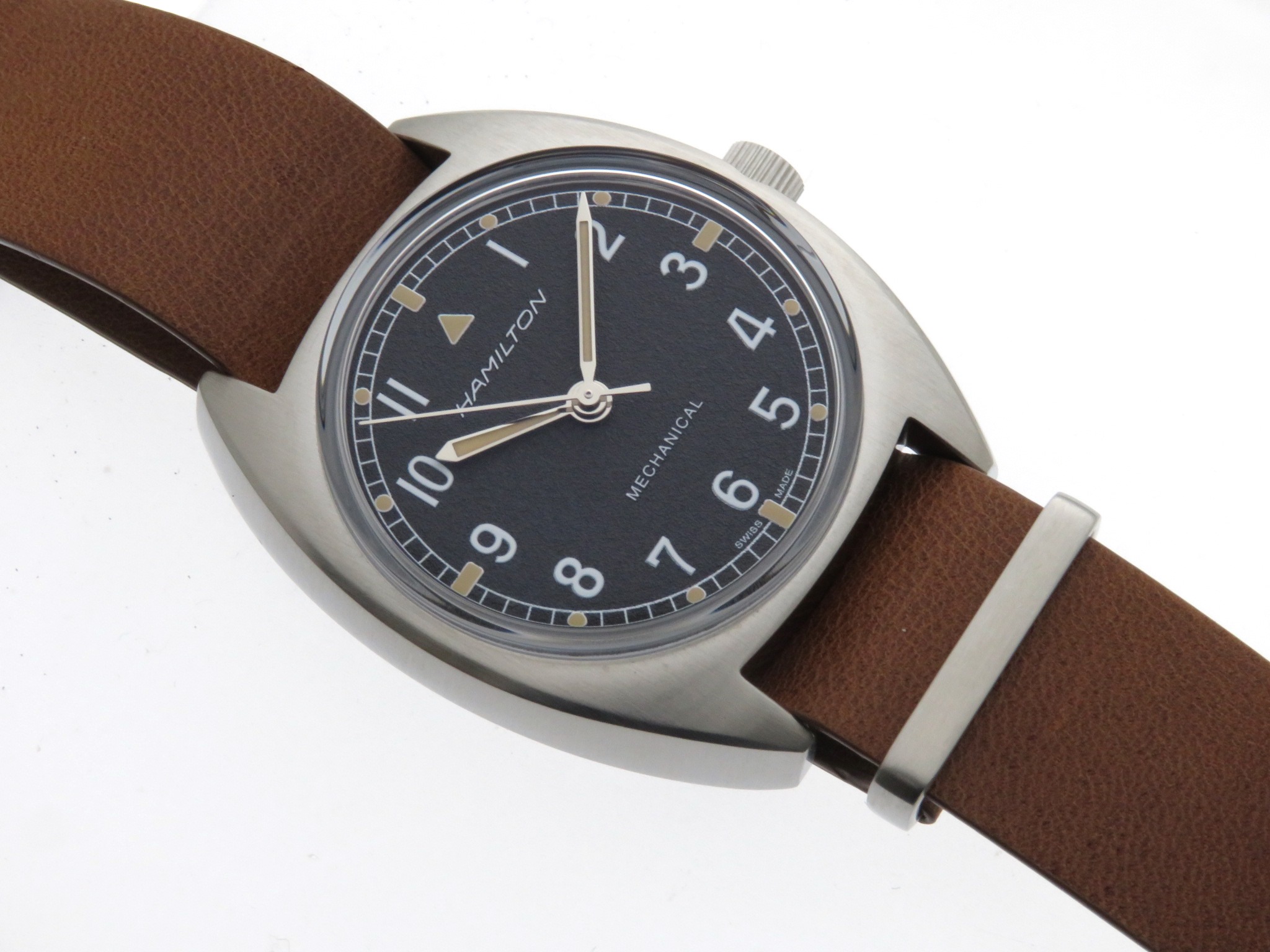 K*@様 HAMILTON ブラックアナログ時計 Hamilton Khaki 手巻き時計 黒文字盤