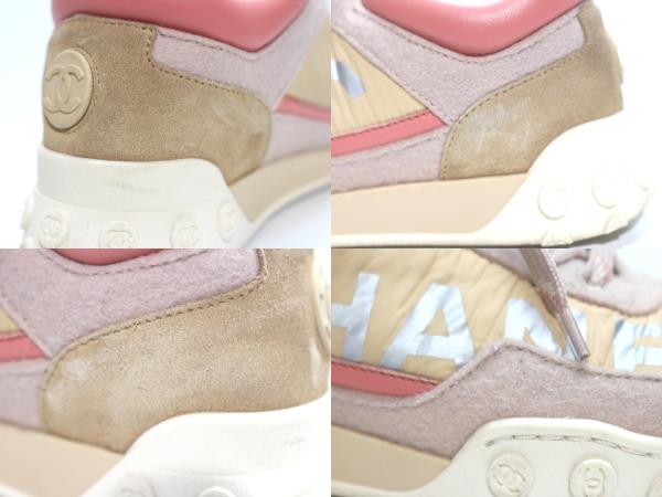 CHANEL シャネル 靴 スニーカー レディース37 ピンク ベージュ