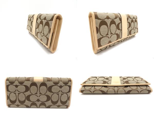 COACH コーチ ZIP長財布 ベージュ キャンバス/カーフ【430