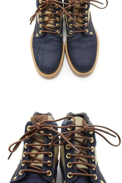 LOUIS VUITTON ルイ・ヴィトン 靴 オーベルカンフライン ブーツ メンズ7ハーフ(約26cm) ネイビー デニム/レザー (2120500251578) 【200】