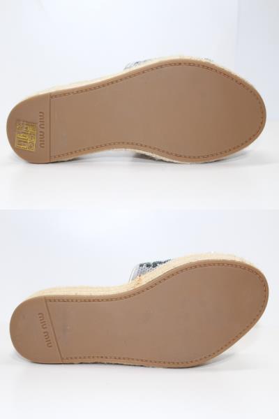miumiu ミュウミュウ 靴 サンダル レディース35 シルバー スパンコール