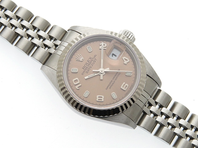 ROLEX 時計 デイトジャスト 79174　自動巻　ピンク文字盤　SS/WG　女性用時計【430】2148103323218