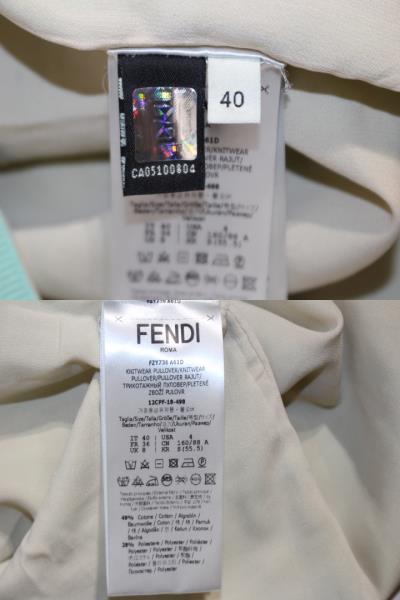 FENDI フェンディ 半袖ニット レディース40 グリーン コットン 12CPF