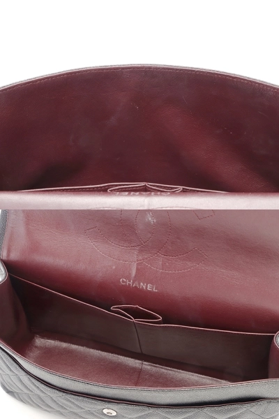 CHANEL シャネル デカマトラッセ30 ＷフラップＷチェーンショルダーバッグ ブラック SV キャビア 2148103809439【431】