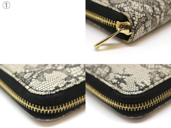 DOLCE&GABBANA ドルチェアンドガッパーナ 財布 ラウンド長財布 ブラック レースプリントレザー (2120000310447) 【200】
