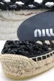 miu miu ミュウミュウ 靴 エスパドリーユ レディース35(約22.0cm) ブラック ベージュ レザー ファブリック 5S030D (2143200595506) 【200】
