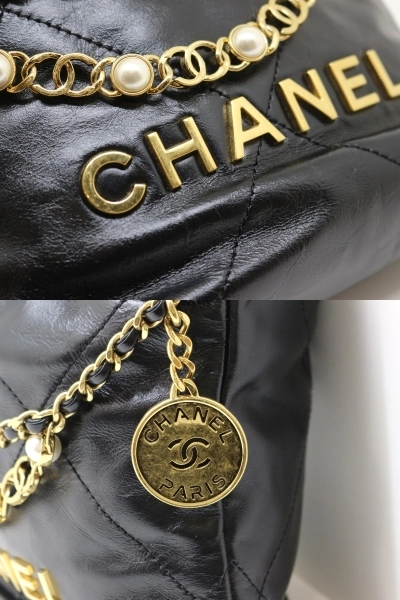 CHANEL シャネル CHANEL22 シャネル22 ミニ ブラック GP ゴールド金具 カーフ ヴィンテージ加工 2120000324758【200】