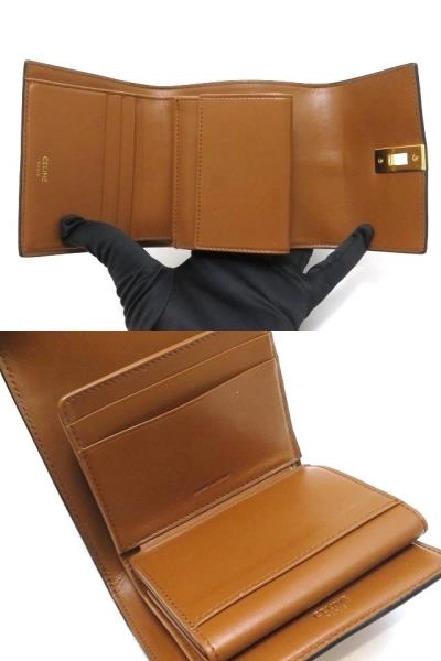 CELINE セリーヌ スモール トリフォールドウォレット 16(セーズ)  タン カーフ 10F523CQ7.04LU【430】2148103885068