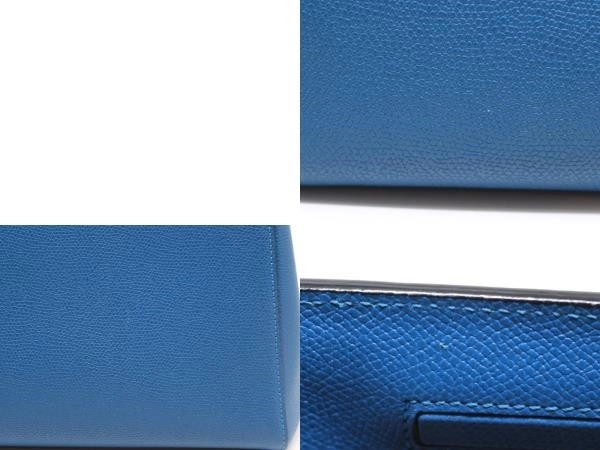 Valextra　ヴァレクストラ　ハンドバッグ　スモール　トリエンナーレ　ブルー　レザー　2143100518896　【中古】【大黒屋】【200】