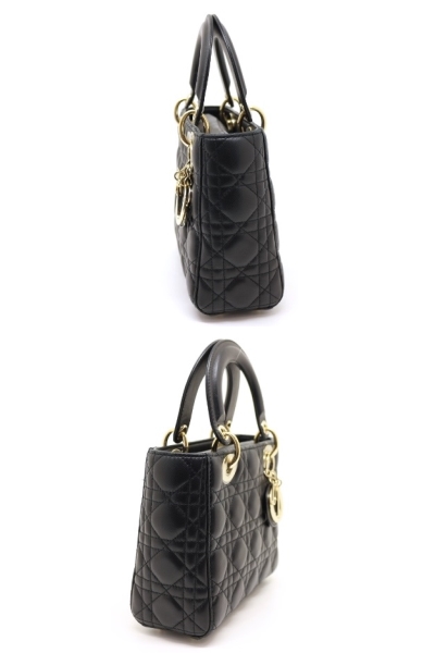 Dior ディオール バッグ ハンドバッグ カナージュ レディーディオール 2Way スモール ハンドバッグ ショルダーバッグ ブラック レザー  M0538OCAL 2143700125289 【200】