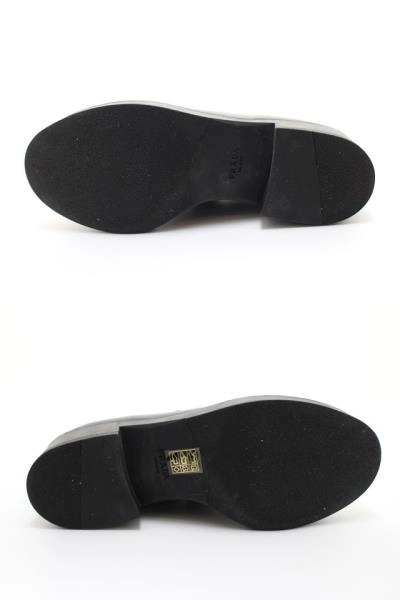 PRADA プラダ 靴 チョコレート ローファー メンズ41(約26cm) ブラック ブラッシュドレザー 1D246M (2148103763045) 【200】