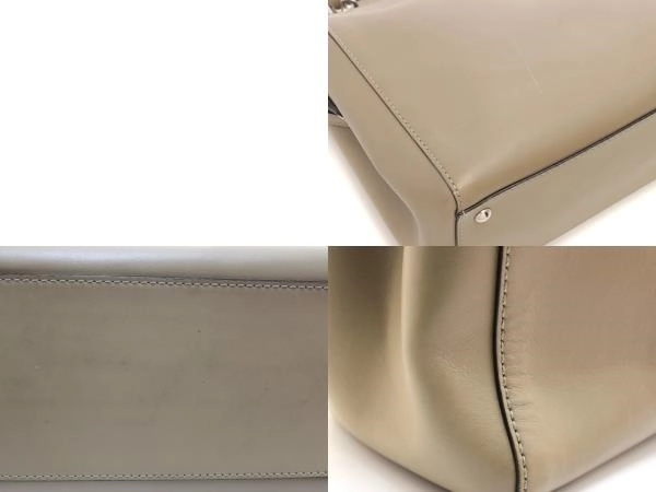 FENDI　フェンディ　ドットコム　２wayバッグ　カーキ　レザー　8BN293　2148103922114　【200】【中古】【大黒屋】