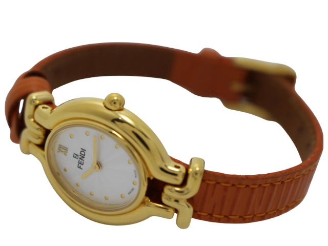 FENDI フェンディ 腕時計 カメレオン GP/革 シルバー 640L クォーツ レディース  2148103907340 【200】