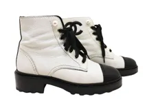 CHANEL シャネル ココマーク ショートブーツ レディース37C ホワイト