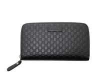 グッチ　長財布　ブラック　黒　マイクロシマ　GG インターロッキング　レザー GUCCI グッチ GG マイクロ グッチシマ 二つ折り 長財布 レザー