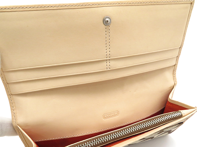 COACH コーチ ZIP長財布 ベージュ キャンバス/カーフ【430