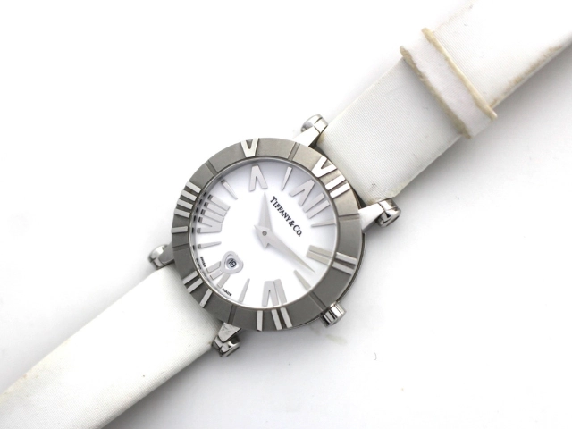 TIFFANY&CO ティファニー 腕時計 アトラス SS/革 ホワイト Z1300.11.11A20A71 クォーツ レディース 2143100503854 【200】
