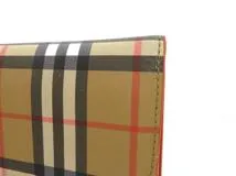 BURBERRY バーバリー チェック柄三つ折長財布 財布 ベージュ/オレンジ