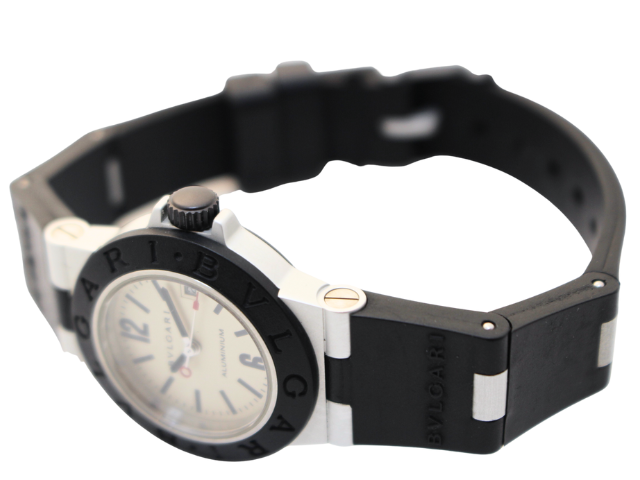 【美品】ブルガリ アルミニウムAL29A アルミラバー レディース腕時計 BVLGARI ブルガリ アルミニウム AL29A AL/ラバー 女性用クオーツ