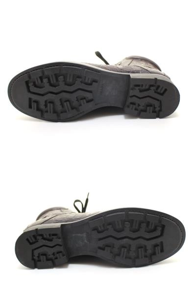PRADA　プラダ　クロコ型押しレースアップブーツ　メンズ7ハーフ　ダークブラウン　レザー　12T2189 80219C　2120500254487　【432】