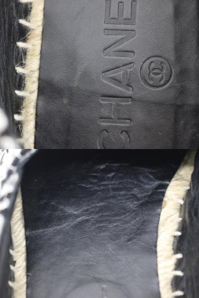 CHANEL シャネル 靴 エスパドリーユ レディース38 ブラック