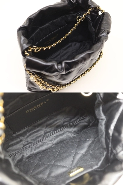CHANEL シャネル CHANEL22 シャネル22 ミニ ブラック GP ゴールド金具 カーフ ヴィンテージ加工 2120000324758【200】