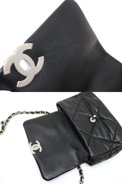 シャネル CHANEL19 ハンドバッグ ブラック SV GP シャイニーラムスキ ヴィンテージ加工 参考定価1,120,900-