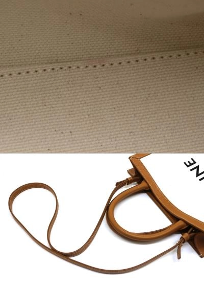 CELINE　セリーヌ　ハンドバッグ　バーティカル　カバ　スモール　ホワイト　キャンバス／レザー　192082　2120000334382　【200】【中古】【大黒屋】