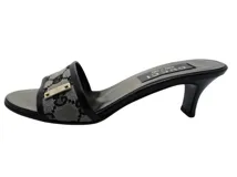 GUCCI グッチ GGミュール 35C ブラック カーキ キャンバス 革 106 1445