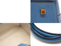 Valextra　ヴァレクストラ　ハンドバッグ　スモール　トリエンナーレ　ブルー　レザー　2143100518896　【中古】【大黒屋】【200】