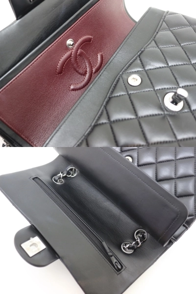 CHANEL シャネル マトラッセWフラップ23 ショルダーバッグ ブラック SV シルバー金具 ラムスキン 2120000302459【200】