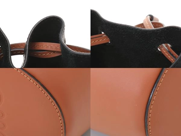 LOEWE ロエベ バルーンバッグスモール ブラック/ブラウン レザー【430】2148103807305