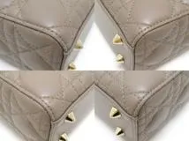 Dior　ディオール　カナージュレディーディオール　MYABC　スモール　グレージュ　ラム【430】2144000212297