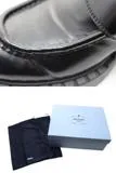 PRADA プラダ 靴 チョコレート ローファー メンズ41(約26cm) ブラック ブラッシュドレザー 1D246M (2148103763045) 【200】