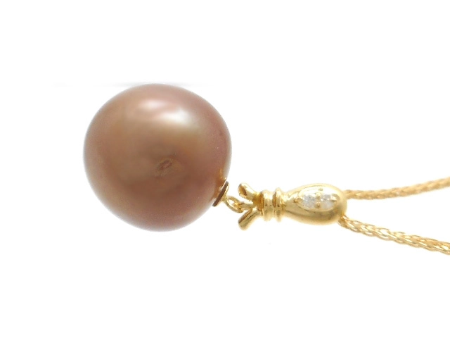 JEWELRY　貴金属・宝石　ネックレス　イエローゴールド　K18　パール　真珠　ダイヤモンド　6.1g（2147100577594）【200】