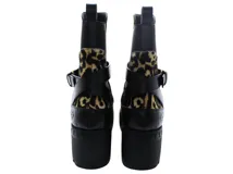 LOUIS VUITTON ルイ・ヴィトン 靴 ローリエ―トライン レオパードサイドゴアブーツ レディース37ハーフ(24～24.5cm) ブラック スエード/カーフ 2146000421907 【200】