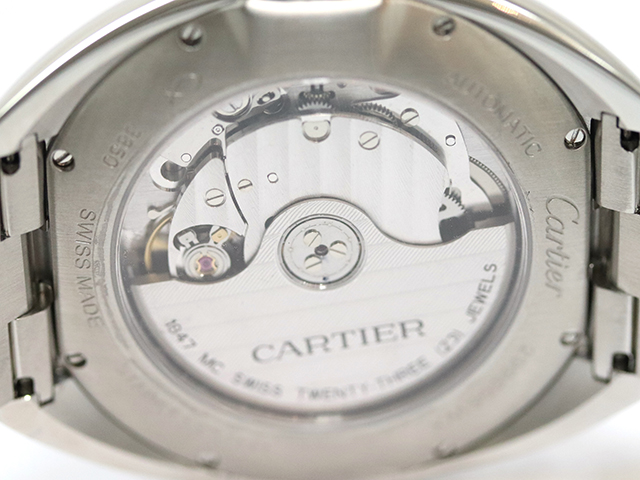 Cartier カルティエ クレ ドゥ カルティエ 腕時計 自動巻き 裏スケ シルバー文字盤 メンズ WSCL0007 【430】