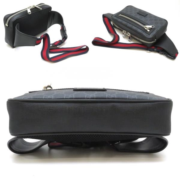 GUCCI グッチ GGスプリーム ウエストバッグ ブラック PVC/カーフ 474293【430】2148103741593