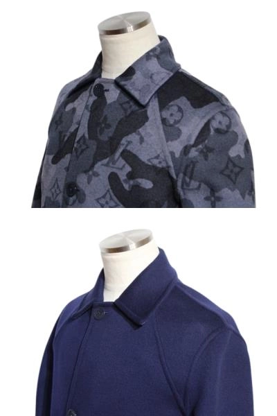 LOUIS VUITTON ルイ・ヴィトン 衣類 リバーシブルロングコート メンズ44 ネイビー/グレー ウール/シルク HJCO1WVZU (2120500250625) 【200】