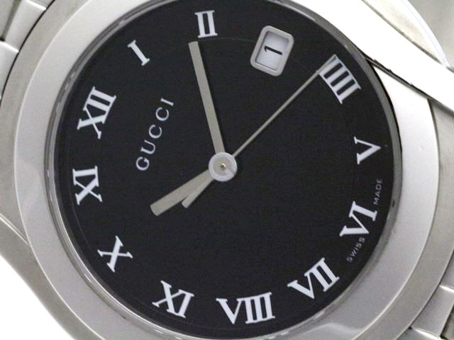 GUCCI グッチ 5500M ステンレス ブラック文字盤 男性用クオーツ時計