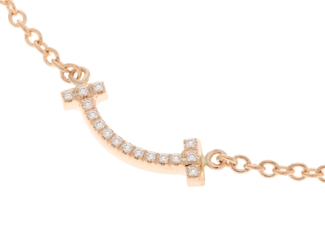ミ*ト様 Tiffany&Co/ティファニー ダイヤ入りスマイルブレスレット 美 TIFFANY&Co. ティファニー Tスマイル ブレスレット 18金 K18